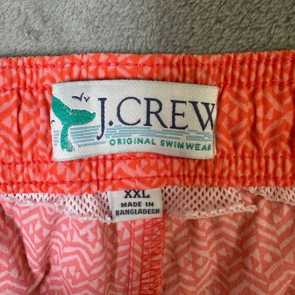 J.Crew Mens XXL Orange Geometric Econyl Regenerated Nylon Swim Trunks 6 Inch